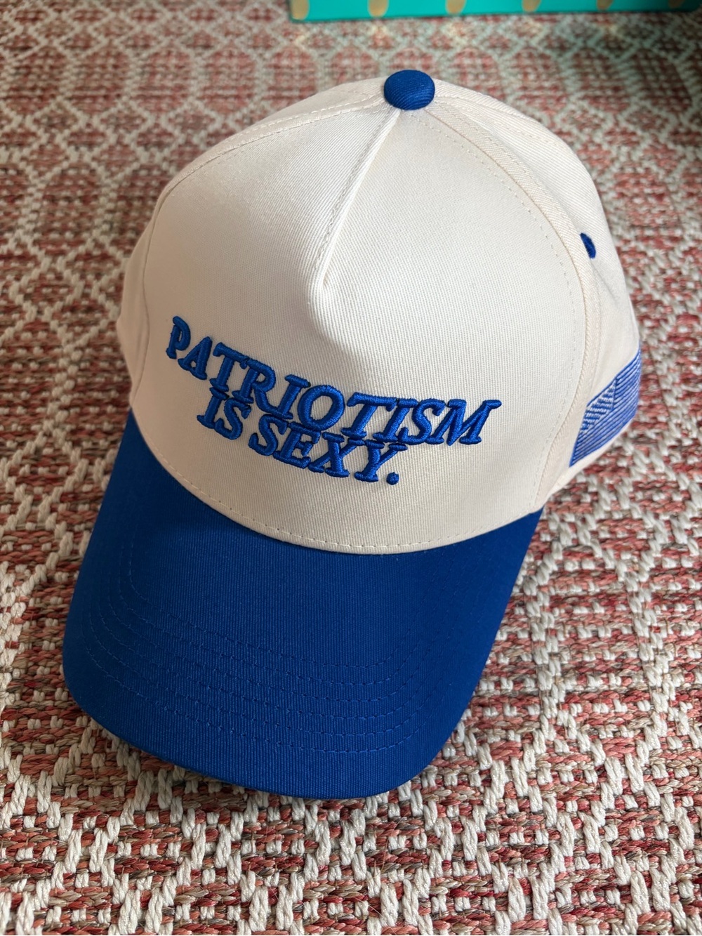 KenzKustomz White and Blue 'Patriotism Is Sexy' hat